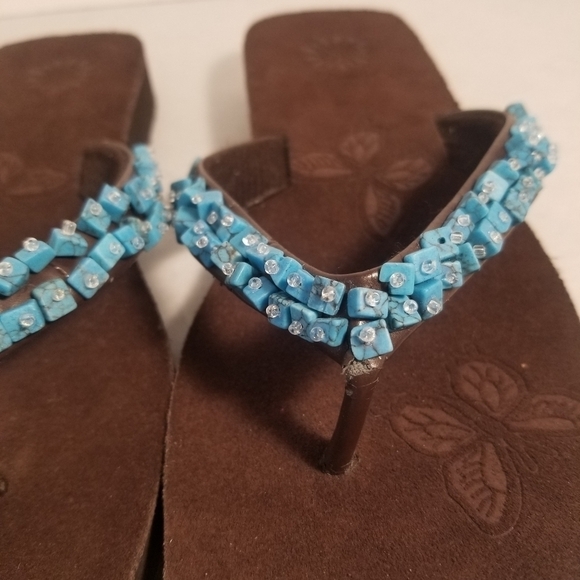 Yellow Box Turquoise beaded sandals - Picture 4 of 5